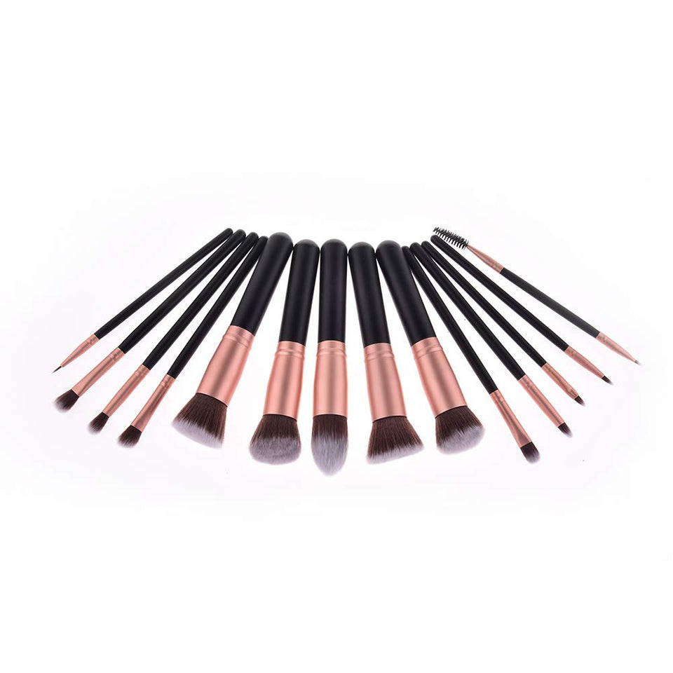 Set de Brochas para Maquillaje, 14 Piezas Pinceles de Maquillaje Profesional Brochas para Sombra de Ojos y Rostro Cepillo de Base Blush Contour Brush Kit de Cepillo de Maquillaje Completo, Negro