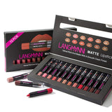 Becoler 12PCS Matte Velvet Lipsticks Impermeable Pluma Hidratante Larga duración Brillo de Labios Maquillaje de Pluma