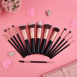 Set de Brochas para Maquillaje, 14 Piezas Pinceles de Maquillaje Profesional Brochas para Sombra de Ojos y Rostro Cepillo de Base Blush Contour Brush Kit de Cepillo de Maquillaje Completo, Negro