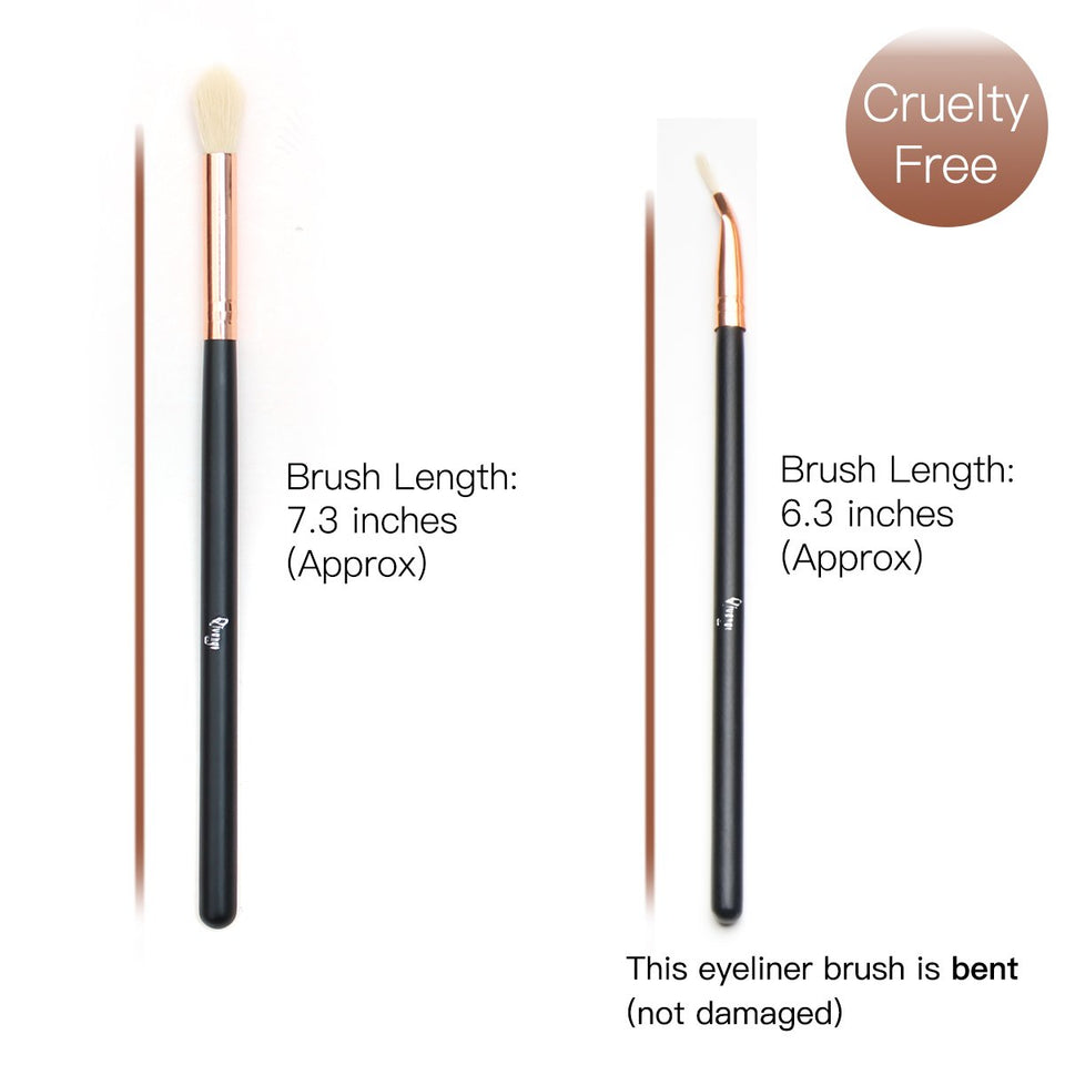 Qivange Cepillos para Sombras de Ojos Sintético Pinceles de Maquillaje(12pcs Rosado con Oro Rosa)