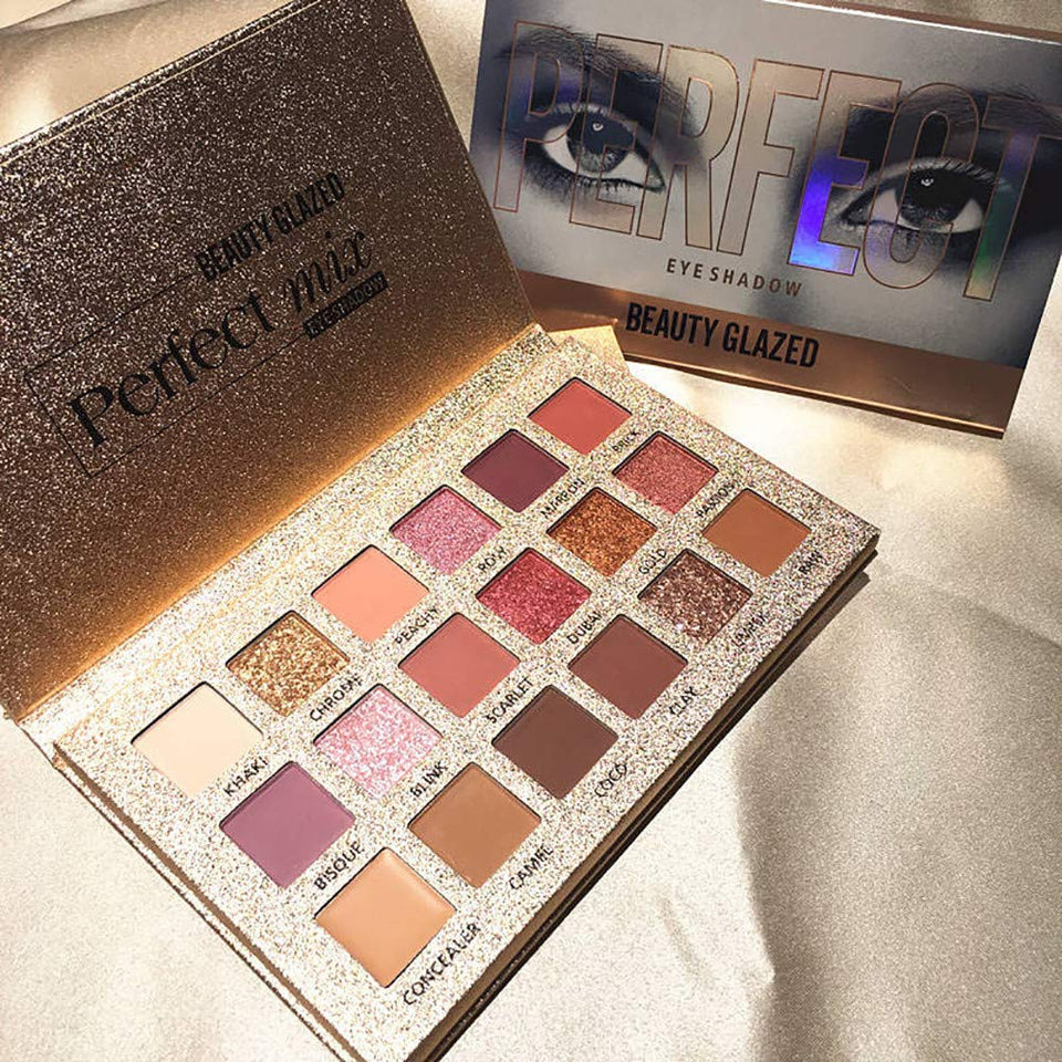 Sombra de Ojos Cimaybo, 18 Colores de Sombra de Ojos Maquillaje cosmético Mate Brillo Brillo Sombra de Ojos Polvo Mate Sombra de Ojos Regalo para Principiantes