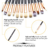 Qivange Cepillos para Sombras de Ojos Sintético Pinceles de Maquillaje(12pcs Rosado con Oro Rosa)